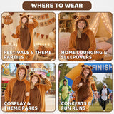 Adult Capybara Onesie Costume - 3D Hooded Animal One-Piece Pajama for Halloween Men Women