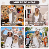 Adult Gray Squirrel Onesie Costume - 3D Hooded Animal One-Piece Pajama for Halloween Men Women