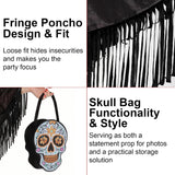 Women's Skeleton Costume, Halloween Poncho Cape