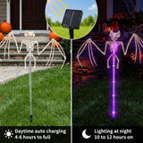 Solar Halloween Outdoor Skull Stake Lights, 8 Modes Remote