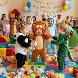 Toddler Cute Lion Costume for Girls & Boys - 3D Hooded Animal Jumpsuit for Halloween Party