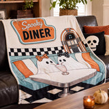Ghost Blanket, Retro Spooky Diner Cute Halloween Blanket