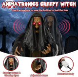 66In Life Size Animated Witch Halloween Decorations Outdoor