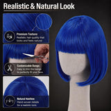 Short Royal Blue Bob Wig with Bangs for Women
