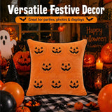 Halloween Pillow Covers 18x18 Set of 2, Orange Pumpkin Cases