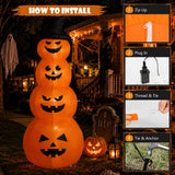 8FT Halloween Inflatable Stacked Pumpkins Outdoor Party Decor