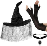 Halloween Black Witch Costume Accessories for Women, Party Dress-Up Outfit