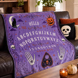 Halloween Blanket, Witchy Purple Ouija Board Skull Blanket