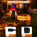 4FT Halloween Inflatable Outdoor Dog Decorations, Blow Up Dachshund with Built-in Bright LEDs, Yard Lawn Garden Party Decor