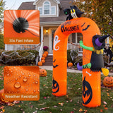 9FT Halloween Inflatable Archway Outdoor Decorations, Blow Up Pumpkin Arch with Built-in Bright LEDs, Yard Lawn Garden Party Decor