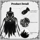 Black Witch Gloves, Lace Feather Halloween Costume for Women