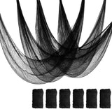 PARTY TELLER 6-Pack Black Creepy Cloth, Halloween Gauze Spider Web Decor