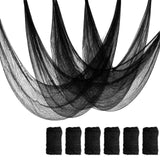 PARTY TELLER 6-Pack Black Creepy Cloth, Halloween Gauze Spider Web Decor