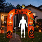 9FT Halloween Inflatable Archway Outdoor Decorations, Blow Up Pumpkin Arch with Built-in Bright LEDs, Yard Lawn Garden Party Decor