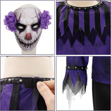 Adult Clown Costume Mens Purple Nightmare Clown Costumes Halloween Party Cosplay Outfit
