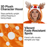 Womens Ginger Deer Costume Hooded Spotted Fawn Poncho Cape