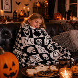 Skull Blanket, Black and White Checkered Ghost Blanket
