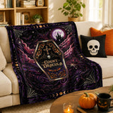 Gothic Vampire Coffin Blanket Purple Halloween Fleece Throw