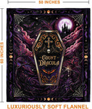 Gothic Vampire Coffin Blanket Purple Halloween Fleece Throw
