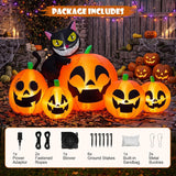 8FT Long Inflatable Pumpkin Black Cat Halloween Yard Decor