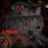 Halloween Costume Accessories Set Gothic Victorian Choker Necklace Bracelet Earrings Set for Women, Black Lace Vampire