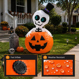5FT Halloween Inflatable Pumpkin Skeleton LED Yard Decor