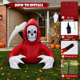 Halloween Inflatable Outdoor Decorations 6FT Red Grim Reaper