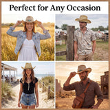 Straw Cowgirl Sun Hat with Bands for Women and Men