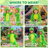Kids Dinosaur Costume for Girls & Boys - 3D Hooded Animal Jumpsuit Costume for Halloween Party