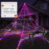 455 LED Halloween Lighted Giant Spider Web Decorations Outdoor