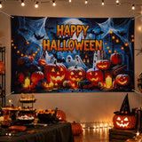 Happy Halloween Banner, Pumpkin Halloween Backdrops for Wall