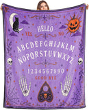 Halloween Blanket, Witchy Purple Ouija Board Skull Blanket