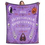 Halloween Blanket, Witchy Purple Ouija Board Skull Blanket