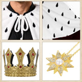 Men's King Costume Adult Royal Cape Costumes with Crown & Accessory for Halloween Medieval Cosplay Party