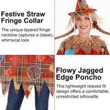 2 PCS Womens Fall Plaid Scarecrow Poncho Costume Headband Set
