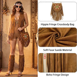 Halloween Hippie Costume Accessories Set, Fringe Vest
