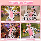 Adult Cow Onesie Costume - 3D Hooded Animal One-Piece Pajama for Halloween Men Women