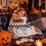 Ghost Blanket, Retro Spooky Diner Cute Halloween Blanket