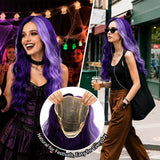 Halloween Long Purple Wavy Wigs for Women