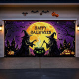 Halloween Garage Door Cover, Witch Cauldron Banner, 7 x 16 Ft