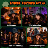 Witch Hat for Women, Distressed Gray, Polyester, One Size, Halloween Cosplay Costume Accessory