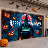 Halloween Garage Door Cover, Witch Banner, 7 x 16 Ft
