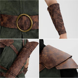 Men's Medieval Renaissance Archer Costume Adult Hooded Forest Hunter Costume for Halloween Cosplay Party