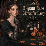 Floral Long Lace Gloves Halloween Costume for Women