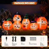 8FT Long Halloween Inflatable Pumpkin Outdoor Decorations, Blow Up Pumpkins Family with Built-in Bright LEDs, Yard Lawn Garden Party Decor