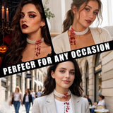 Vampire Necklace for Women, Pearl Choker with Red Drip Beads