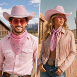 Pink Cowgirl Hat Set for Women with Sunglasses & Scarf