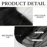 Halloween Black and White Curly Bob Witch Wig for Women