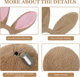 White/Brown/Black Bunny Ears Headband & Tail Costume Set