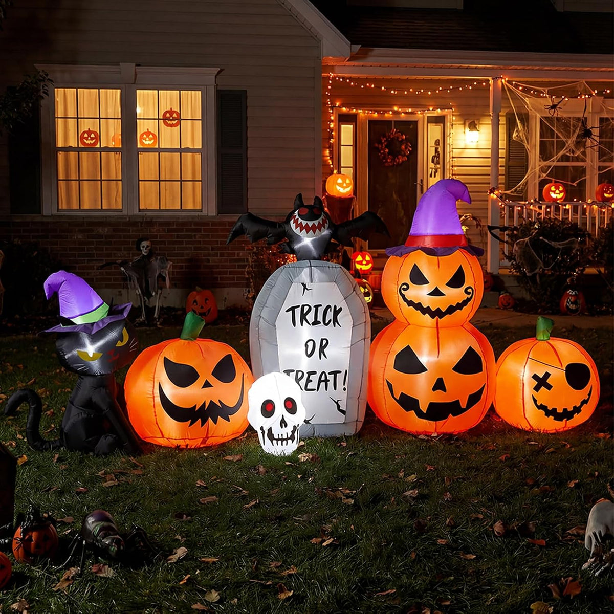 8FT Halloween Inflatable Pumpkin Outdoor Decor with LED Lights